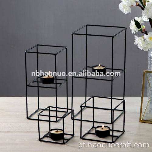 suporte de vela minimalista criativo geometria de gaiola de metal